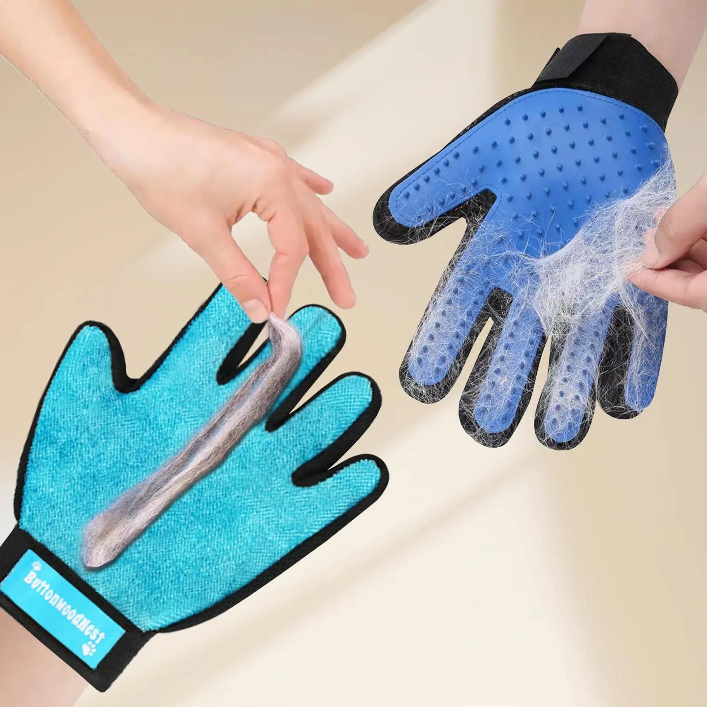 Buttonwoodnest|Upgraded Version Double-Sided Gloves, Bogo(Buy One Glove Get One Glove Free)Pet Hair Grooming Brush with Hair Remover Tool,Gentle Shedding Brushes for Dogs,Cats&Horses with Fur,Skin-Friendly for Pets,Fur & Lint Cleaning Tool
