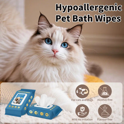 Pet Glove Wipes for Dogs & Cats 20Pcs 3-In-1 Cleanses De-Sheds Deodorizes Hypoallergenic No-Rinse Home Outdoor Glove-Style Comfy Fit Full-Body Fur Removal Cleaner Vet Recommended Grooming Products Cleaning