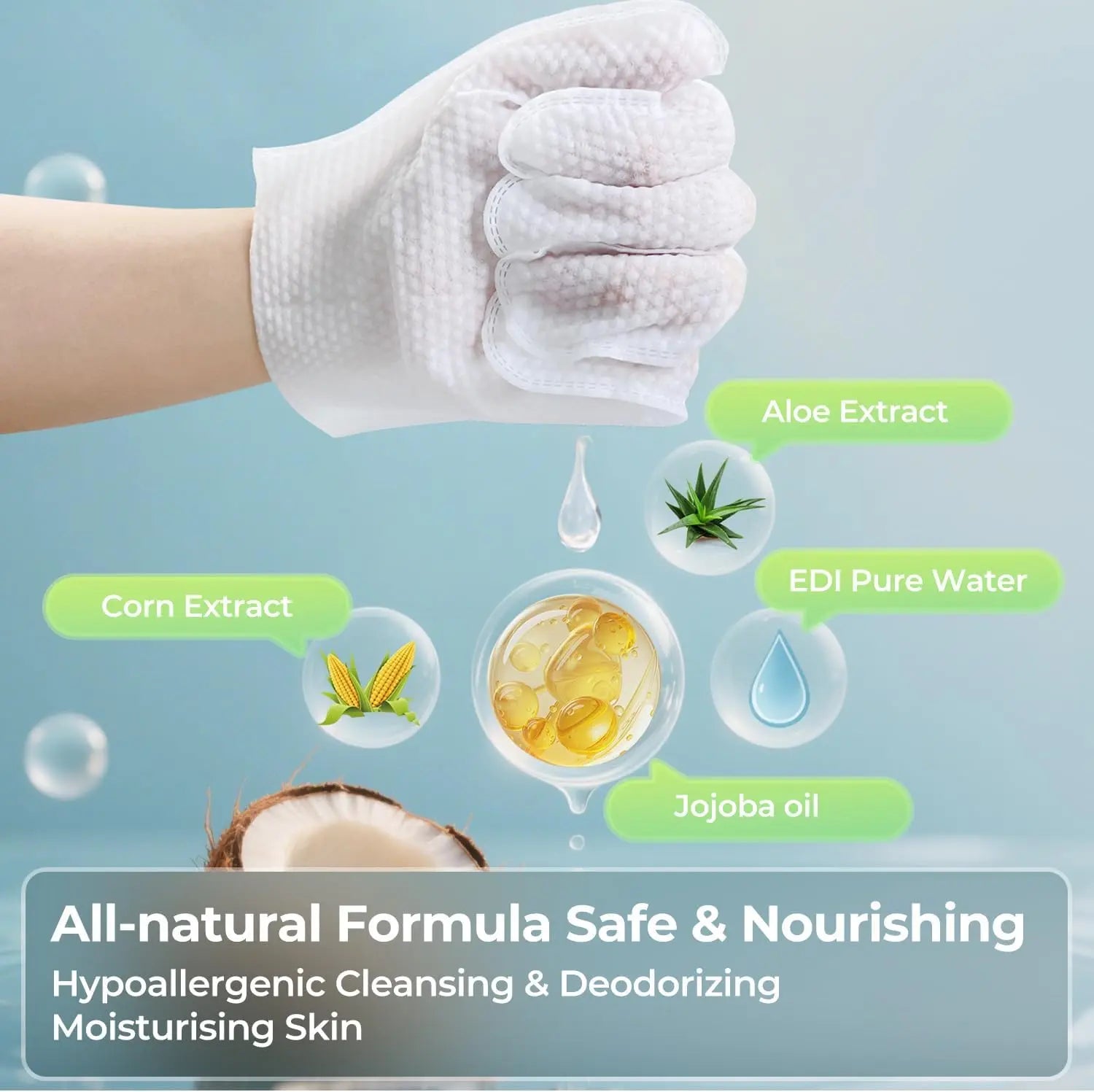 Pet Gloves and Wipes for Dogs and Cats - Dog Washing Gloves,Cat Bathing Wipes,Moisturizing and Thickening,Cleaning and Deodorizing, Hypoallergenic, No Need to Rinse, Suitable for Grooming and Travel（6 PCS)
