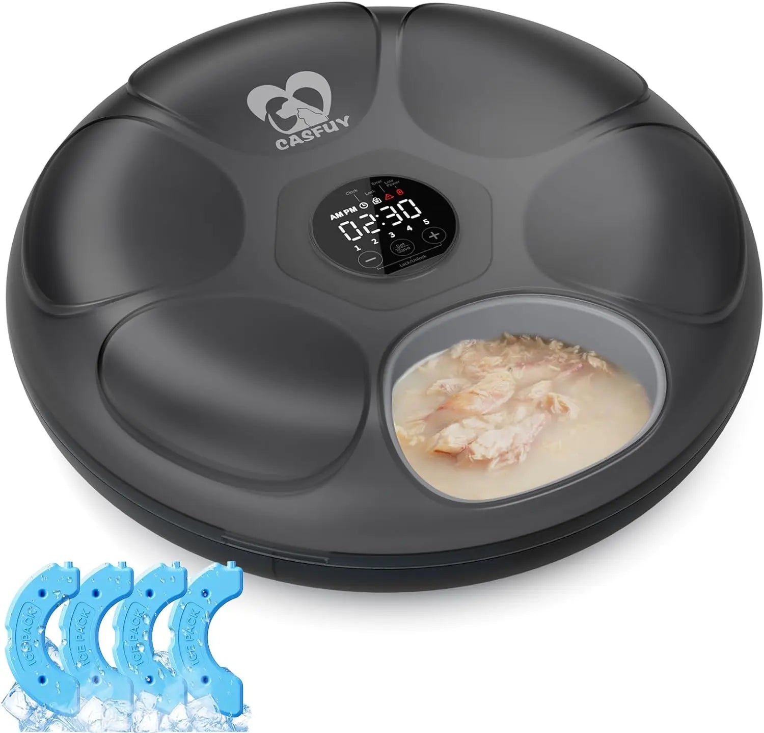 Automatic Cat Feeder Cordless - Automatic Cat Food Dispenser for Wet Moist Food with 4 Ice Packs Rechargeable Auto Feeder for Cats
