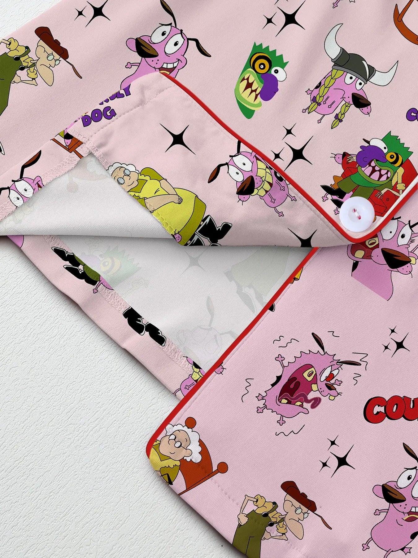 Courage the Cowardly Dog Cartoon Pajama Set - Relaxed Fit Short Sleeve Sleepwear and Loungewear, Ideal for Comfortable Outdoor Wear, Perfect Gift Option