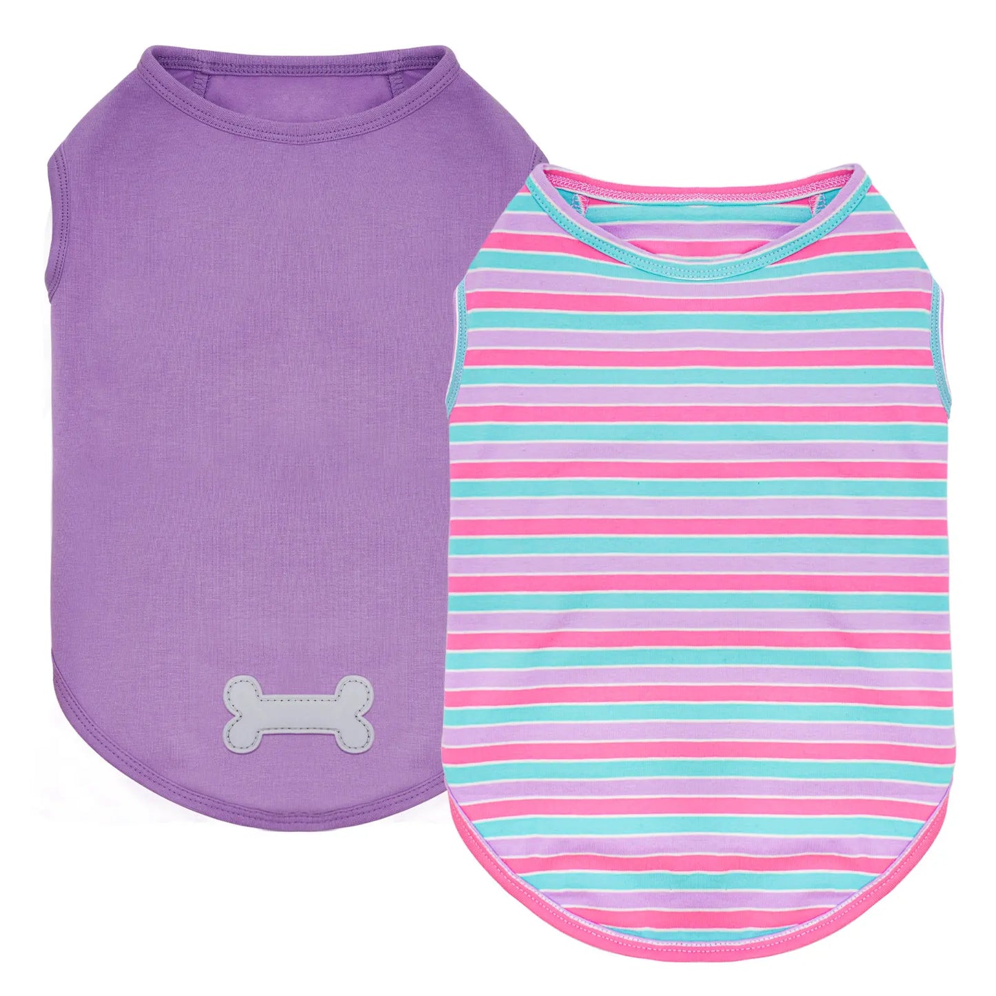 KYEESE Cozychic Pup Shirts Set of 2, Trendy Stripes Dog Shirt with Ultra Soft Breathable Fabric, Petlovers Favorite for Summervibes