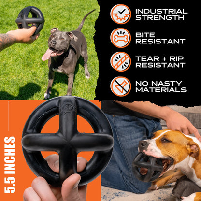 Monster K9 Ring Ball - Virtually Indestructible Dog Chew Toy, Lifetime Guarantee, Made from VULCRON Natural Rubber, Heavy Duty Design for Aggressive Chewers, Suitable for Medium and Large Breeds, 5.5 inches