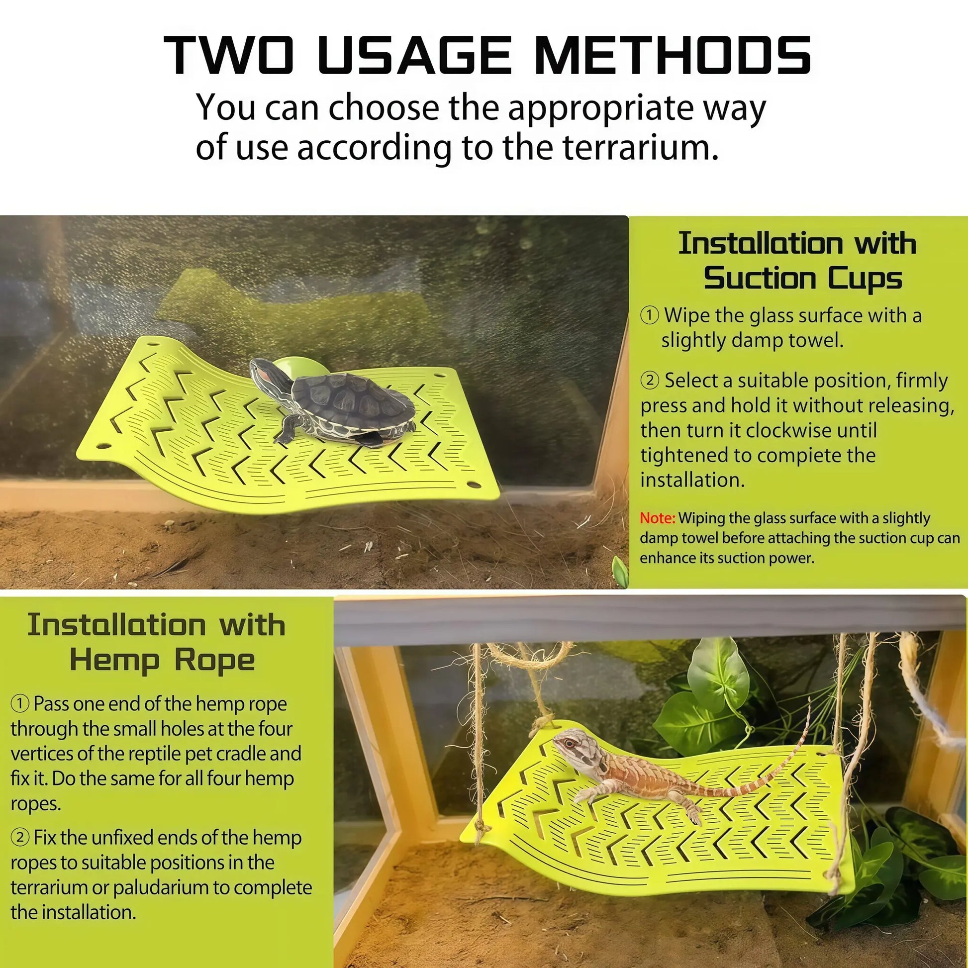 Herpify Multi-Size Plastic Reptile Hammock with Vented Plate and Suction Cups - Ideal for Frogs, Lizards, Bearded Dragons, Crested Geckos, and Snakes