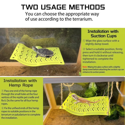 Herpify Multi-Size Plastic Reptile Hammock with Vented Plate and Suction Cups - Ideal for Frogs, Lizards, Bearded Dragons, Crested Geckos, and Snakes