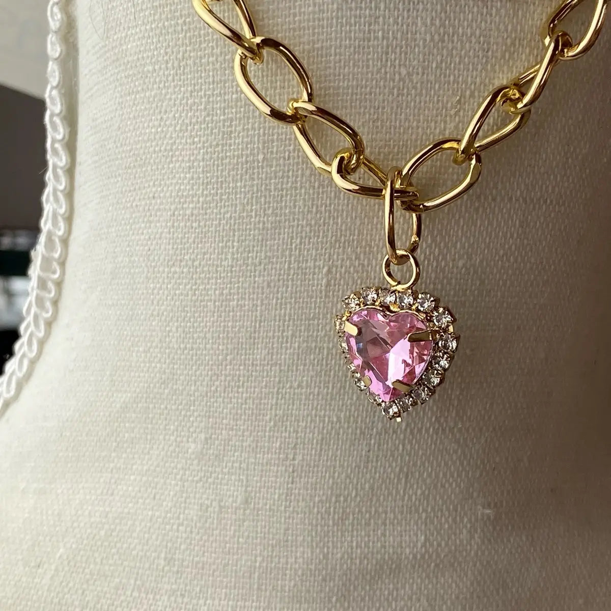 Pet Heart Necklace with Rhinestones for Dogs and Cats - Costume Fashion Accessory Pet Christmas