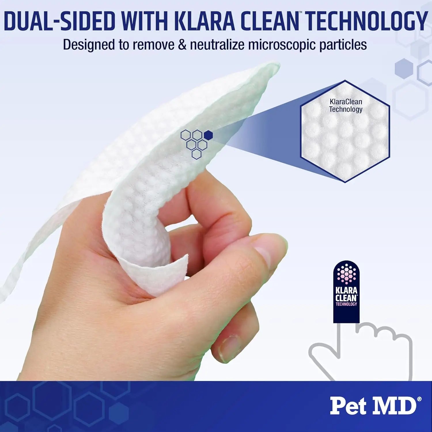 Pet MD Tear Stain Finger Wipes - Hypoallergenic & Fragrance-Free Tear Stain Remover Wipes for Dogs & Cats - 50Ct
