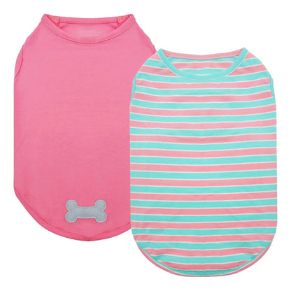 KYEESE Cozychic Pup Shirts Set of 2, Trendy Stripes Dog Shirt with Ultra Soft Breathable Fabric, Petlovers Favorite for Summervibes