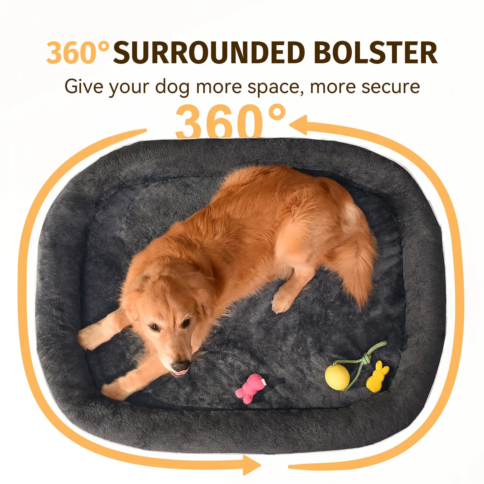 Washable Orthopedic Large Dog Bed - Dog Beds Large Sized Dog with Removable Cover Waterproof Orthopedic Pet Dog Bed for Extra Large Dog XL Dog Beds with Bolster
