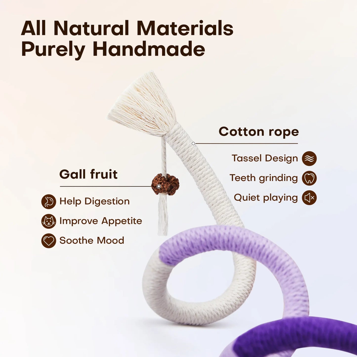 Potaroma 3-Piece Cat Chew Rope Toys for Safe Dental Care and Interactive Calming Play for Indoor Kittens