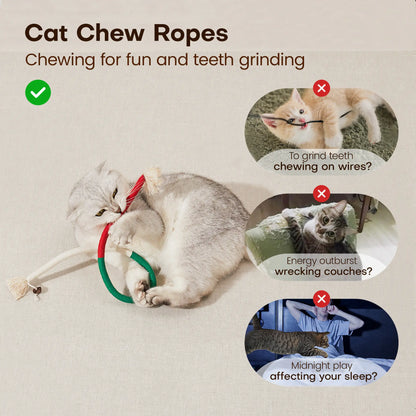 Potaroma 3-Piece Cat Chew Rope Toys for Safe Dental Care and Interactive Calming Play for Indoor Kittens
