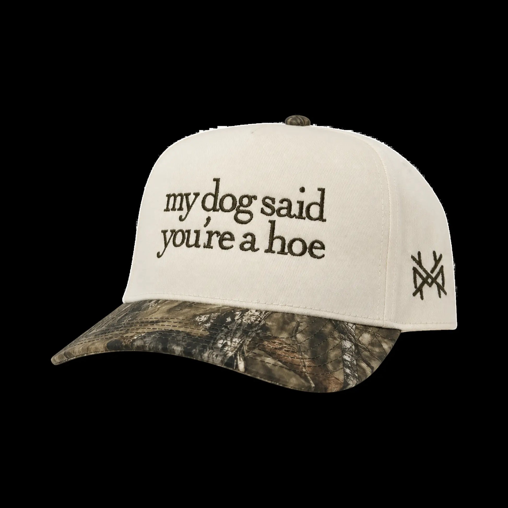 My Dog Said You'Re a Hoe Madhatter'S Embroidered Snapback Adjustable (Up to a Size 8 Head) Premium Trucker Hat