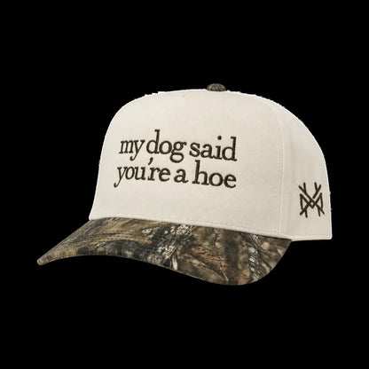 My Dog Said You'Re a Hoe Madhatter'S Embroidered Snapback Adjustable (Up to a Size 8 Head) Premium Trucker Hat