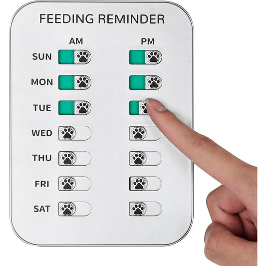 Dog Feeding Reminder, Magnetic or Double Sided Adhesive Application, AM/PM Daily Chart Signs, Helps You Track Pets Feeding & Medication, Easy to Use on Fridge, Wall, Food Storage Bin (Silver)