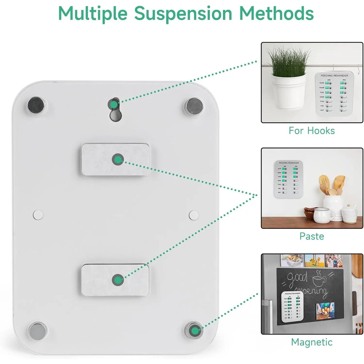 Dog Feeding Reminder, Magnetic or Double Sided Adhesive Application, AM/PM Daily Chart Signs, Helps You Track Pets Feeding & Medication, Easy to Use on Fridge, Wall, Food Storage Bin (Silver)