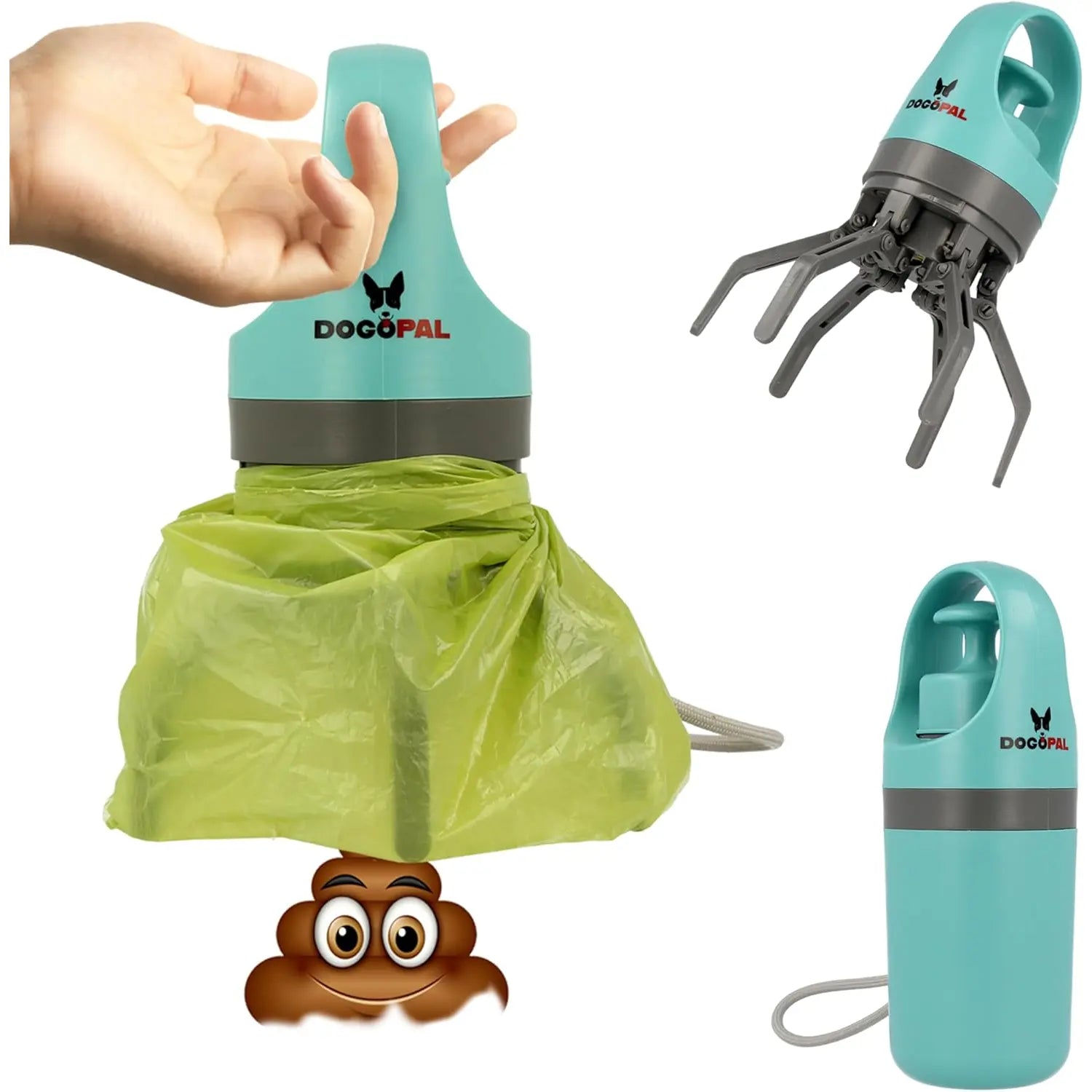 DOGOPAL 360 Portable Pooper Scooper with Bag Attachment & Dispenser – Lightweight Claw Poop Picker – Ideal for Small & Large Dogs – No-Touch, Hands-Free Waste Removal 2.0 DOGOPAL