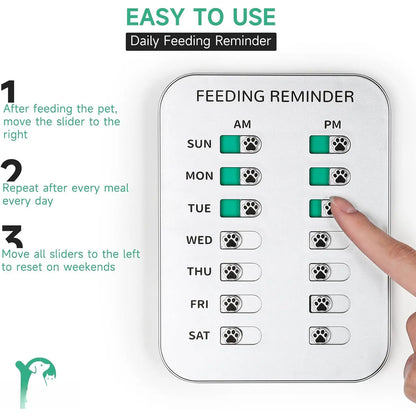 Dog Feeding Reminder, Magnetic or Double Sided Adhesive Application, AM/PM Daily Chart Signs, Helps You Track Pets Feeding & Medication, Easy to Use on Fridge, Wall, Food Storage Bin (Silver)