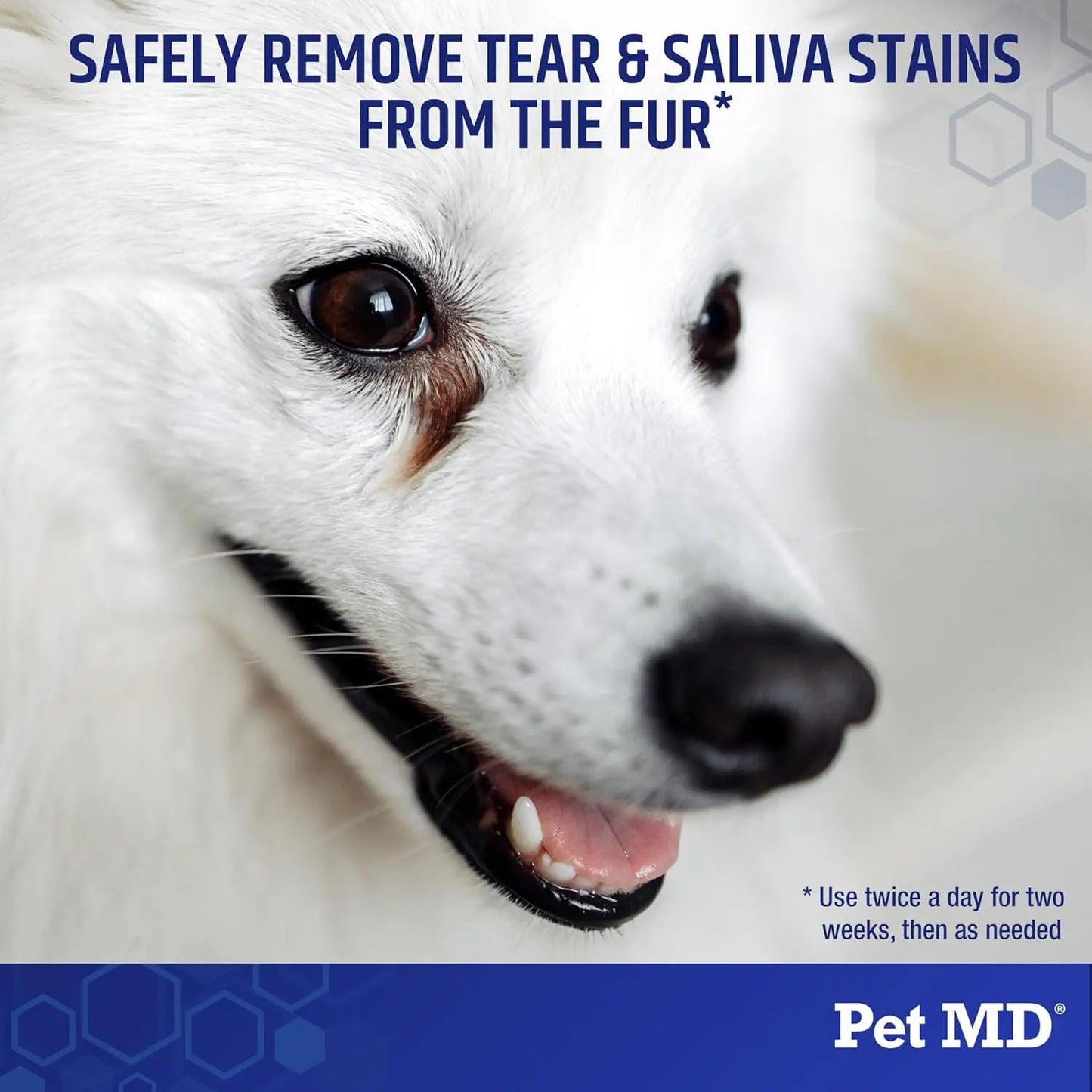 Pet MD Tear Stain Finger Wipes - Hypoallergenic & Fragrance-Free Tear Stain Remover Wipes for Dogs & Cats - 50Ct