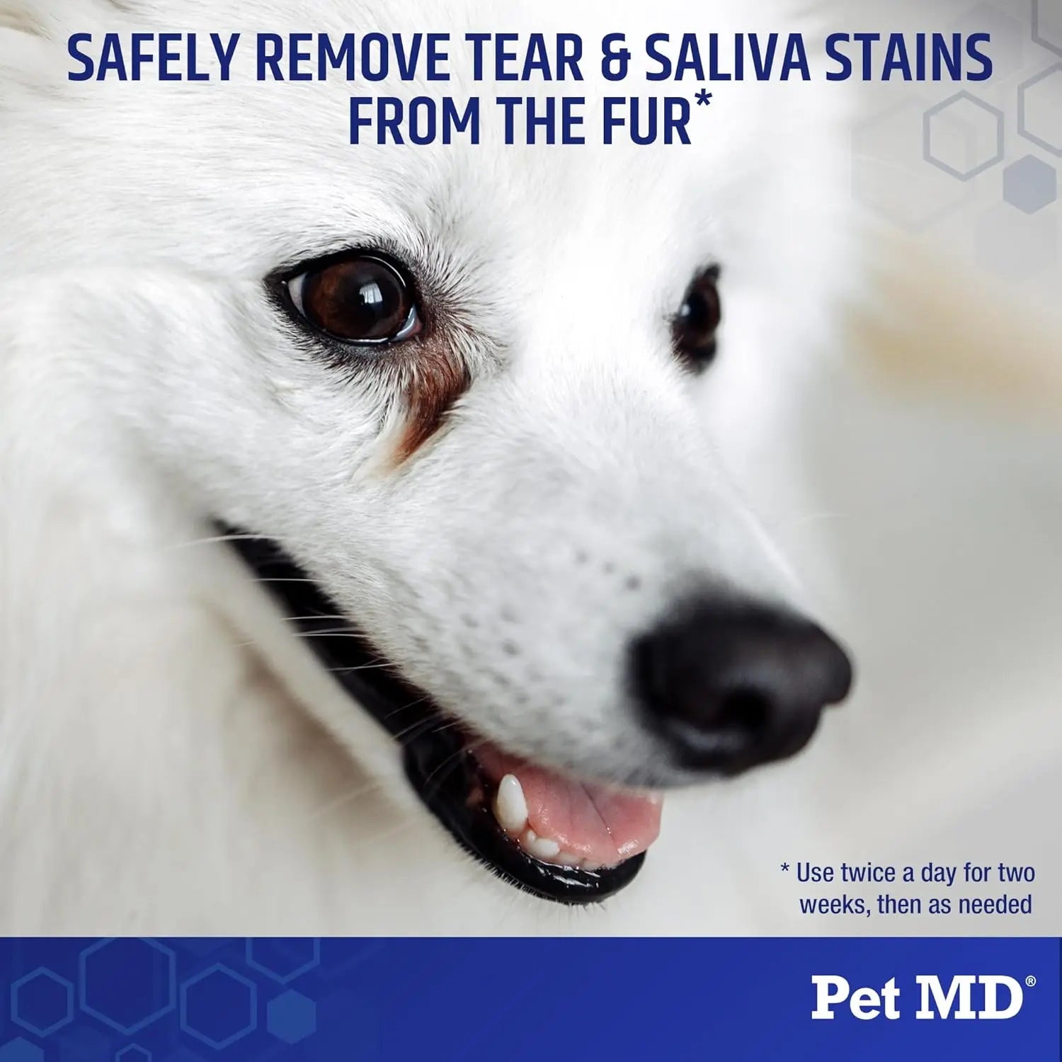 Pet MD Tear Stain Finger Wipes - Hypoallergenic & Fragrance-Free Tear Stain Remover Wipes for Dogs & Cats - 50Ct