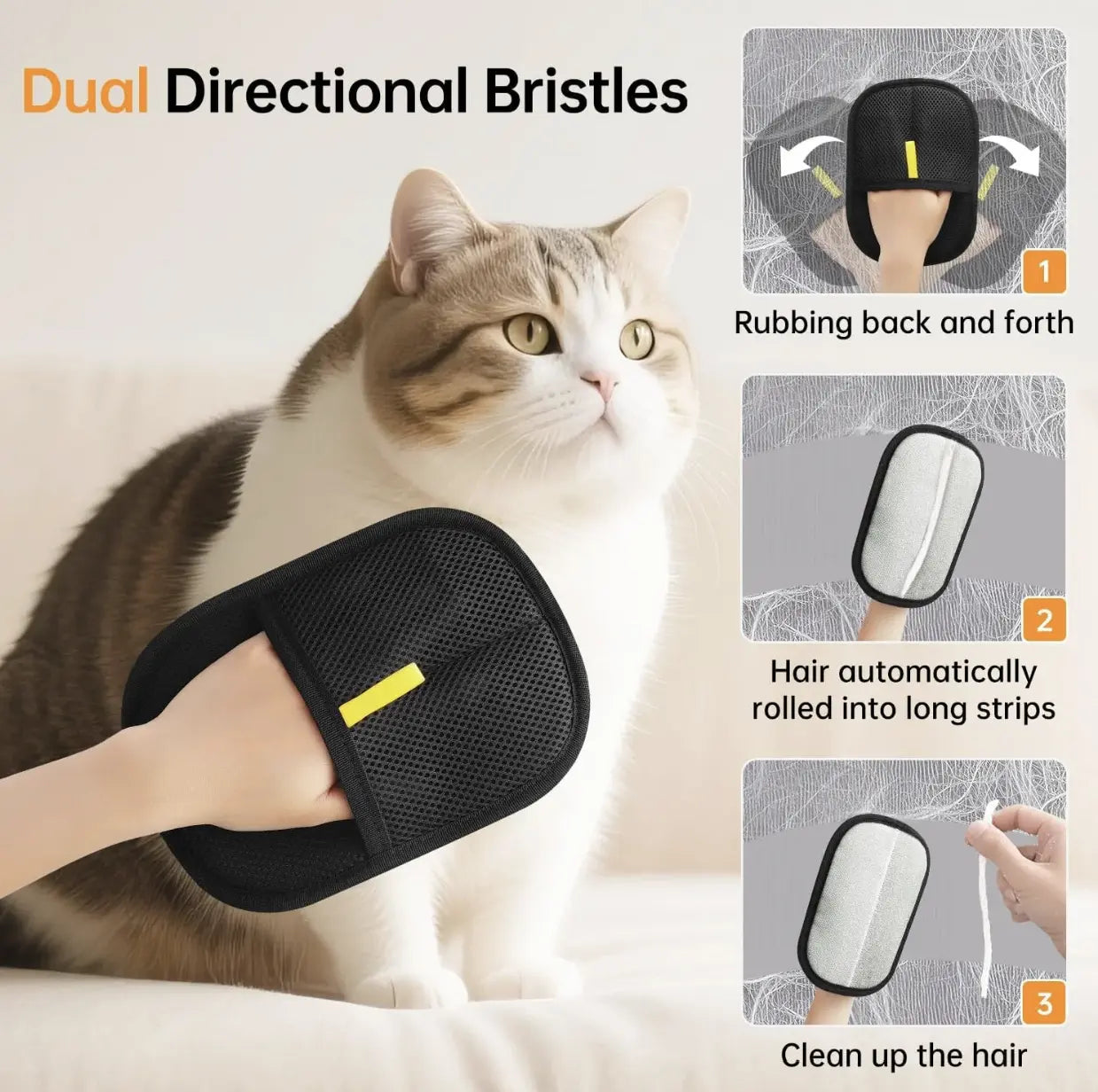 Pet Hair Removal Tool Set- 2 Pet Hair Removal Combs Suitable for Dogs and Cats Grooming, Get It Free 1 Electrostatic Pet Hair Removal Glove - Ideal for Removing Pet Hair from Sofas, Carpets and Car Seats Shedding Brush