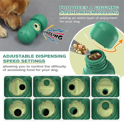 KADTC Extra-Large Size,Durable Rolling Giggle Dog Treat Dispenser Toy,U.S. Brand,Design,Indestructible Giggling Bone Slow Puzzle Feeder Food Dispensing Toys for Large Aggressive Chewers Breeds Dogs