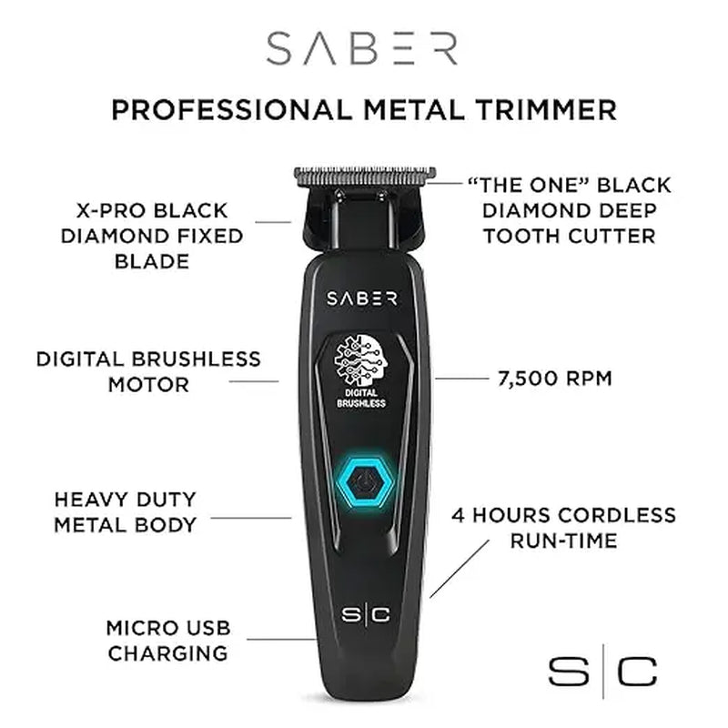 Stylecraft Saber Pro Grooming Set: Digital Brushless Saber II Clipper and Saber Trimmer