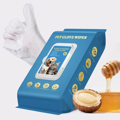 Pet Glove Wipes for Dogs & Cats 20Pcs 3-In-1 Cleanses De-Sheds Deodorizes Hypoallergenic No-Rinse Home Outdoor Glove-Style Comfy Fit Full-Body Fur Removal Cleaner Vet Recommended Grooming Products Cleaning
