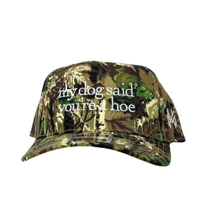 My Dog Said You'Re a Hoe Madhatter'S Embroidered Snapback Adjustable (Up to a Size 8 Head) Premium Trucker Hat