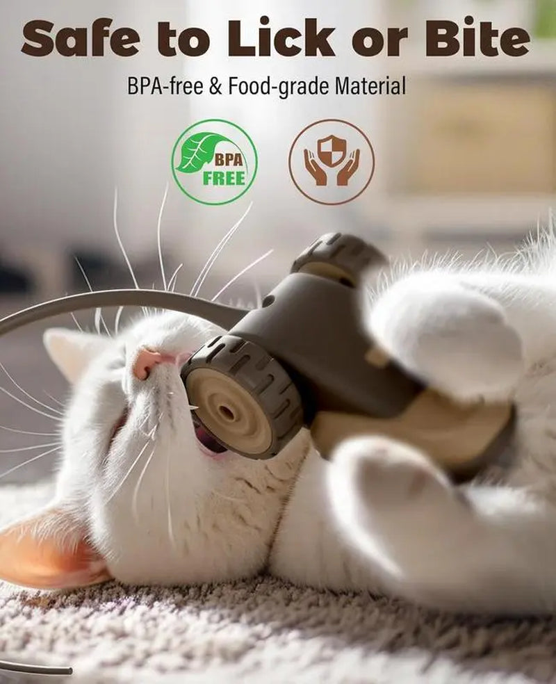 3-in-1 Interactive Cat Toy with Automatic Moving Mouse, Dual-Speed Settings, Hanging Feather Strings, and Wiggly Silicone Tail for Indoor Cats and Kittens