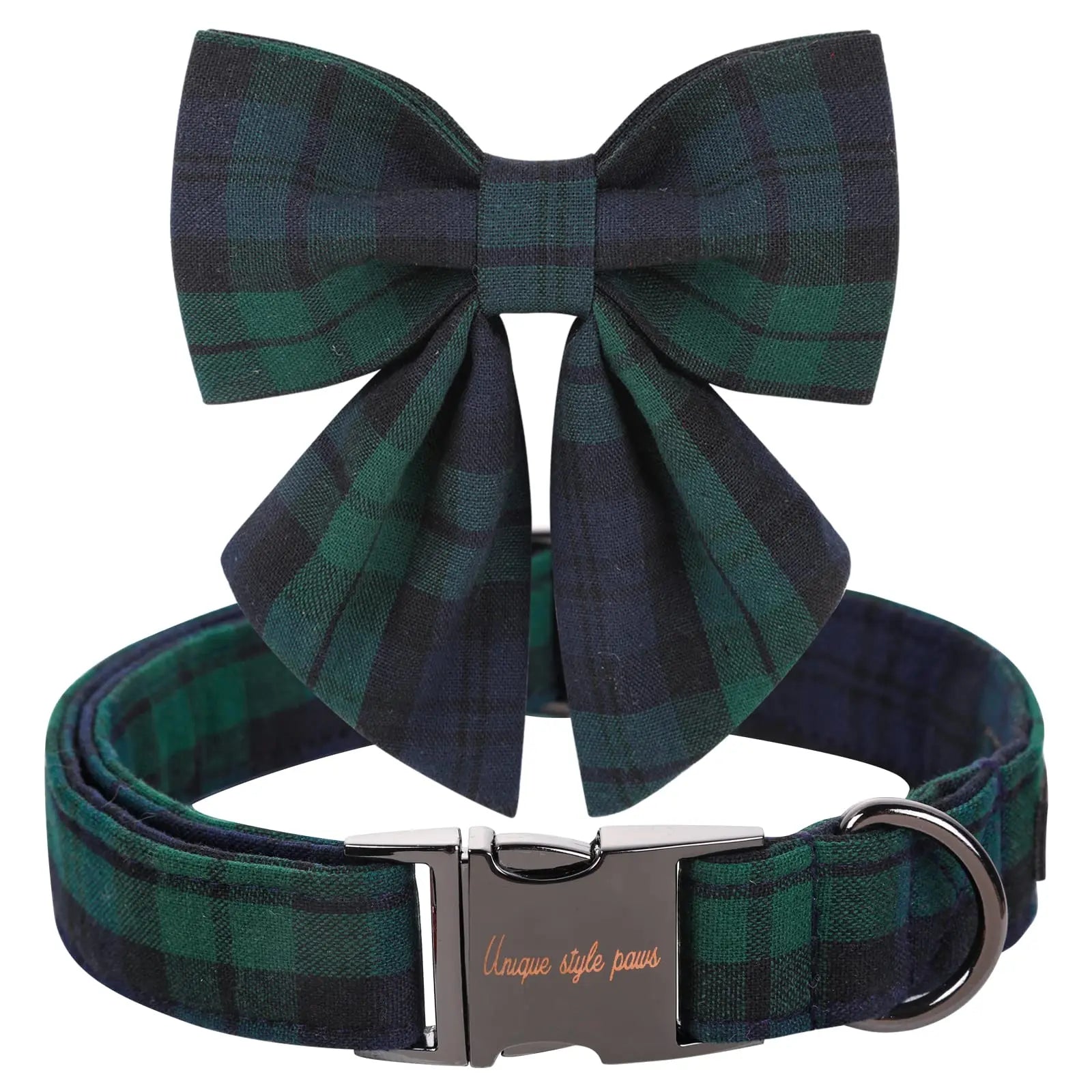Festive Plaid Dog Collar with Bow Tie, Christmas Scottish Tartan Adjustable Collar for Small Medium Large Dogs, Ideal Holiday Autumn Winter Gift for Pets-Xs