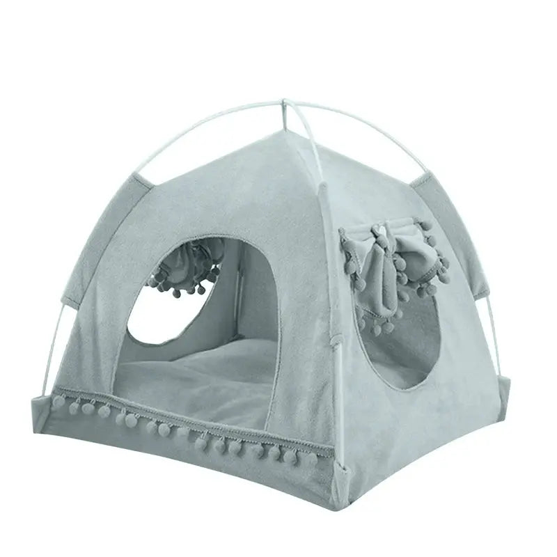 Bed - Breathable Cat Dog Litter Tent Kennel Foldable Universal Indoor Teepee Pet House Breathable Puppy Tent Bed Dog Supplies Cute Plush Washable Cat Pet House