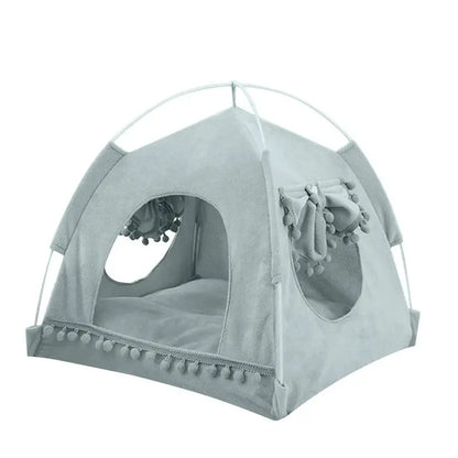 Bed - Breathable Cat Dog Litter Tent Kennel Foldable Universal Indoor Teepee Pet House Breathable Puppy Tent Bed Dog Supplies Cute Plush Washable Cat Pet House