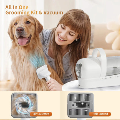Pet Grooming 7-In-1 Kit with Vacuum Function for Dogs & Cats Low Noise Design 6 Guide Combs for Precise Trimming Effortless Grooming & Vacuuming