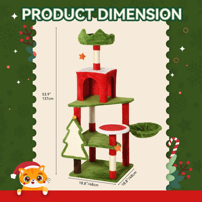Yitahome Gothic/Christmas Cat Tree with Coffin Bed, Cat Tower for Cats with Top Perch, Spacious Cat Condos, Comfy Hammock, Scratching Post and Ladder