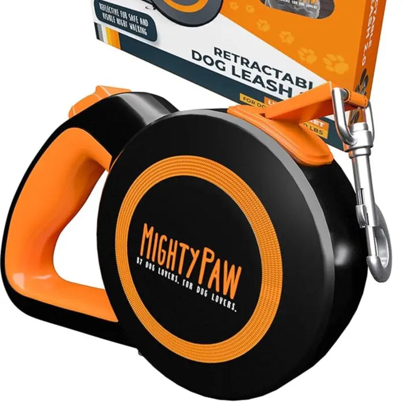 Retractable Leash with Built-In Poop Bag Holder | 16' Long Retractable Dog Leash for Small Dogs, Medium Breeds & Large Pets with Tape for Quick Control. Poop Bags Included