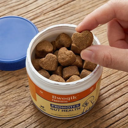 BWOQIK Pet Probiotics for Dogs and Cats - Omega Bite Supplement for Enhanced Digestive Health and Gut Wellness