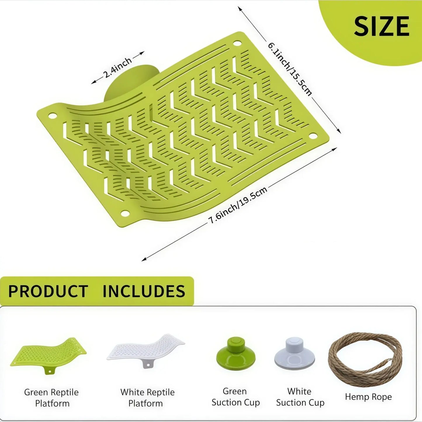 Herpify Multi-Size Plastic Reptile Hammock with Vented Plate and Suction Cups - Ideal for Frogs, Lizards, Bearded Dragons, Crested Geckos, and Snakes