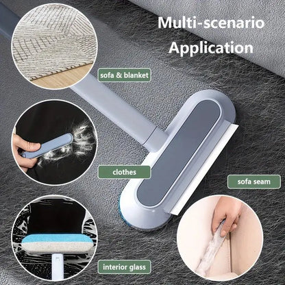 Reusable Pet Hair Remover Brush – Multi-Functional Lint Cleaner for Dog & Cat Hair, Extra-Long Handle, Washable Grooming Tool for Furniture, Clothes, Bedding, Sofa, Carpets & Window Screens