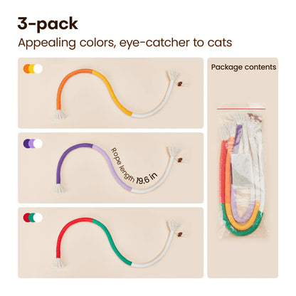 Potaroma 3-Piece Cat Chew Rope Toys for Safe Dental Care and Interactive Calming Play for Indoor Kittens
