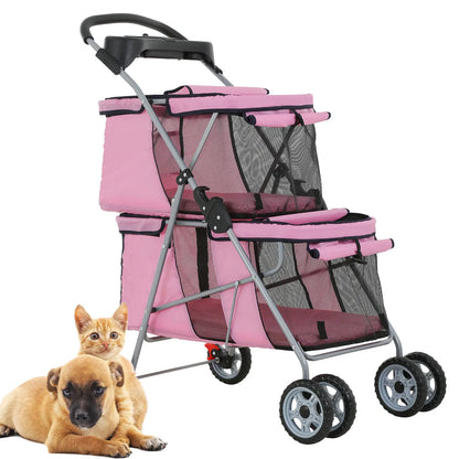 Dog Stroller Pet Stroller for Small and Medium Pets Cat Jogger Waterproof Pet Carriers with Soft Pad Lightweight Foldable Carriers for Easy Travel,Summervibes