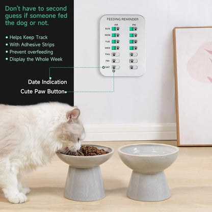 Dog Feeding Reminder, Magnetic or Double Sided Adhesive Application, AM/PM Daily Chart Signs, Helps You Track Pets Feeding & Medication, Easy to Use on Fridge, Wall, Food Storage Bin (Silver)