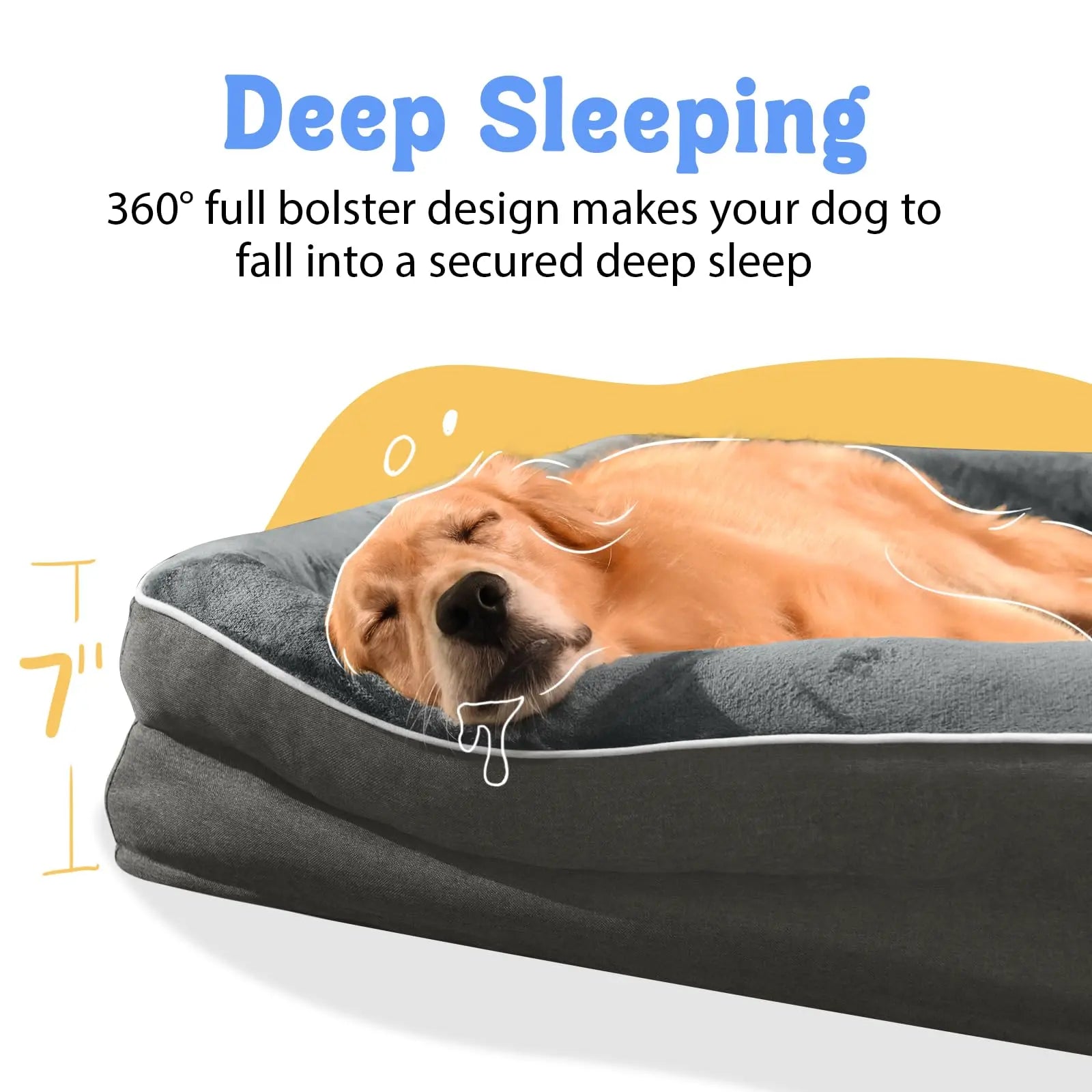 Washable Orthopedic Large Dog Bed - Dog Beds Large Sized Dog with Removable Cover Waterproof Orthopedic Pet Dog Bed for Extra Large Dog XL Dog Beds with Bolster