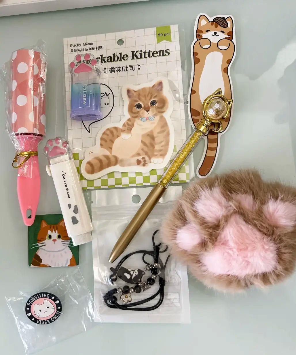 Mini Cat Kawaii Bundle Box – 8+ Items (Curated Set)