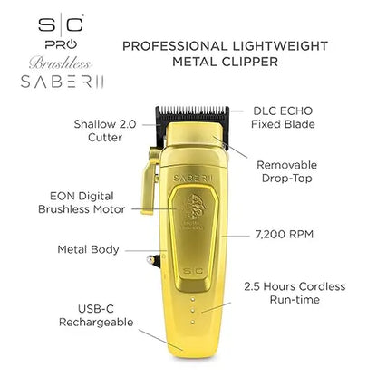 Stylecraft Saber Pro Grooming Set: Digital Brushless Saber II Clipper and Saber Trimmer